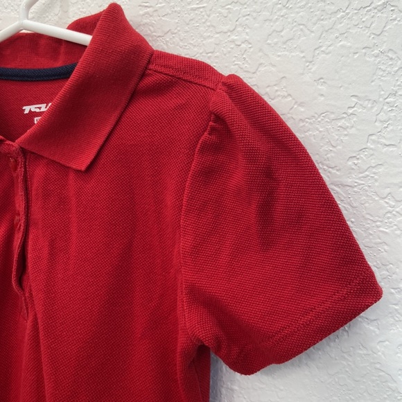 TSLA girls short sleeve school uniform dress.  Ruffle pique polo - Picture 4 of 9